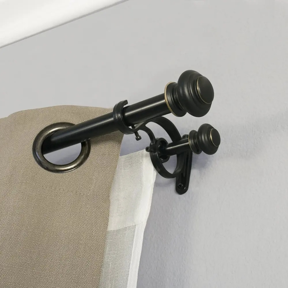 Decopolitan Urn Telescoping Double Drapery Rod Set, 36-72", Antique Bronze - Picture 2 of 4